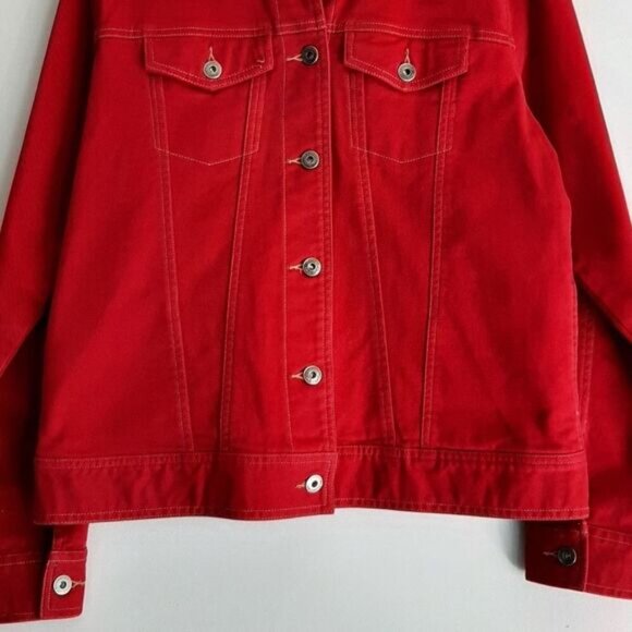 NORTHERN REFLECTIONS Classic Button Down Jean Jacket Red Sz M - Picture 3 of 10